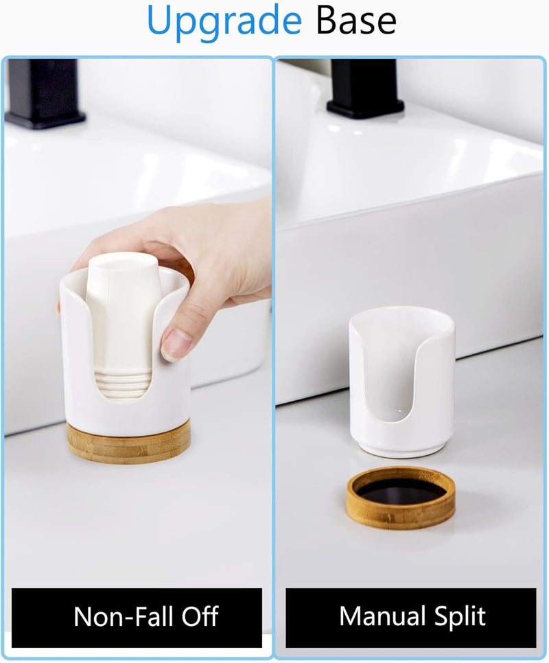 Viosuniu Ceramic Bathroom Cups Dispenser - 3 oz Disposable Paper & Plastic Bathroom Cups Holder - Mouthwash Cups Dispenser for Bathroom, Guest Toiletries, Countertop, Coffee - BPA Free (2 Pack) - Image 2